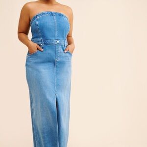 Pilcro Strapless Light Blue Denim Dress